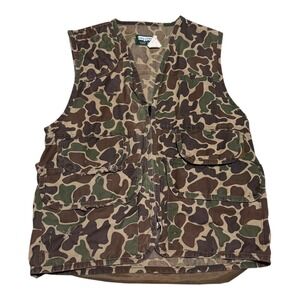 Vintage Saftbak Duck Camo Camouflage Distressed Zip Vest‎ Men's Medium
